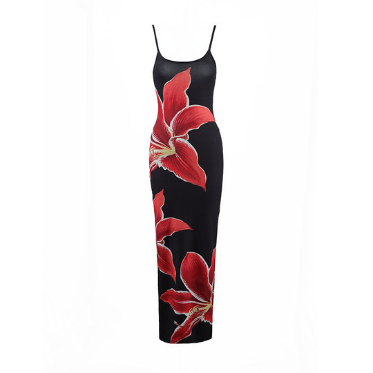 Damen Maxikleid mit traumhaftem Blumendruck und zarten Spaghettiträgern R&B