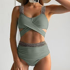 Damen Hochtaillierter Bikini mit elegantem Wickeldesign R&B
