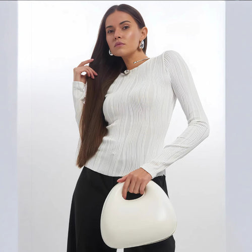 Damen Langarmshirt mit elegantem Rippenmuster R&B