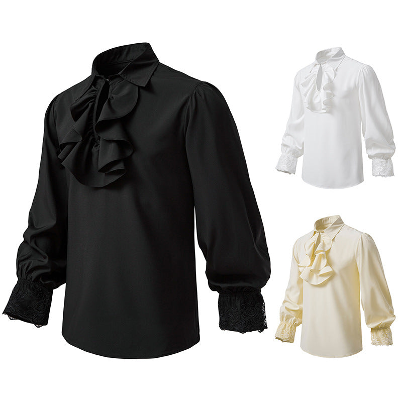 Damen Bluse mit Rüschendetails und Spitzenabschlüssen