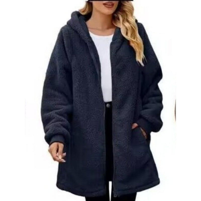 Damen Kuschelige Fleecejacke mit Kapuze R&B