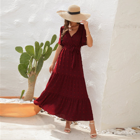 Damen Maxikleid mit fließendem Schnitt und femininem Wickeldesign R&B