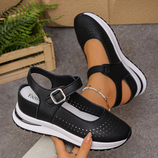 Damen sportliche Plateau-Sandalen mit verstellbaren Riemen und ergonomischer Sohle R&B