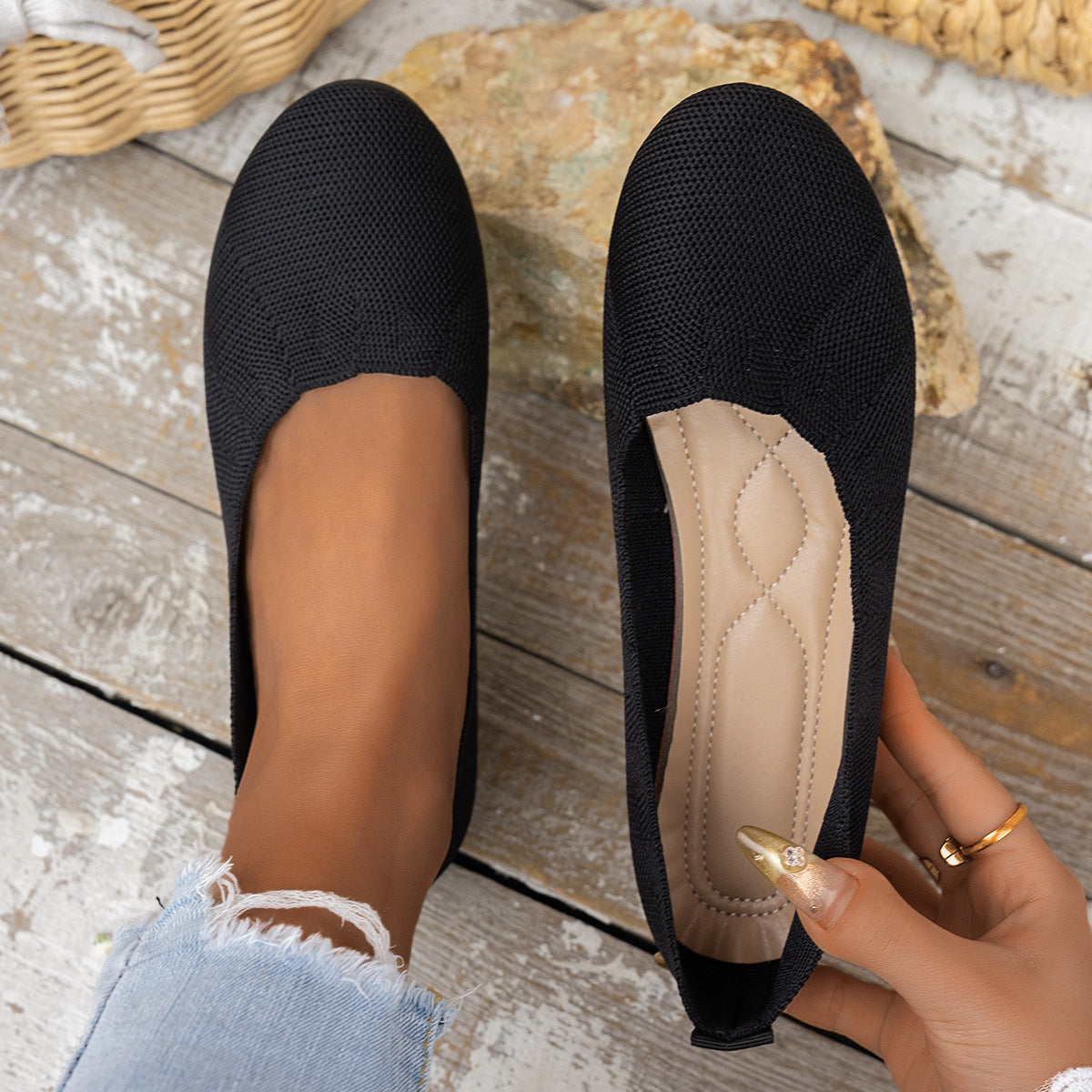 Damen Atmungsaktive Ballerinas mit flexiblem Fußbett R&B