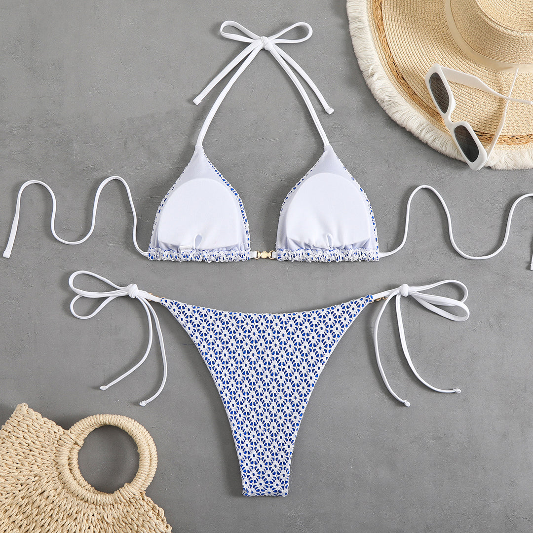 Damen Triangel-Bikini-Set mit verstellbaren Trägern und elegantem Mustermix R&B