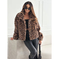 Damen Kunstpelz Leopardenmuster Jacke