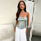 Damen Satin-Crop-Top mit verführerischem Rüschendetail R&B