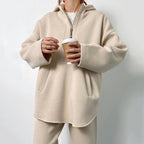 Damen lässiger Hoodie mit hochwertigem Reißverschluss und elastichem Bund R&B