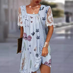 Damen Blumenmuster Shift Kleid R&B