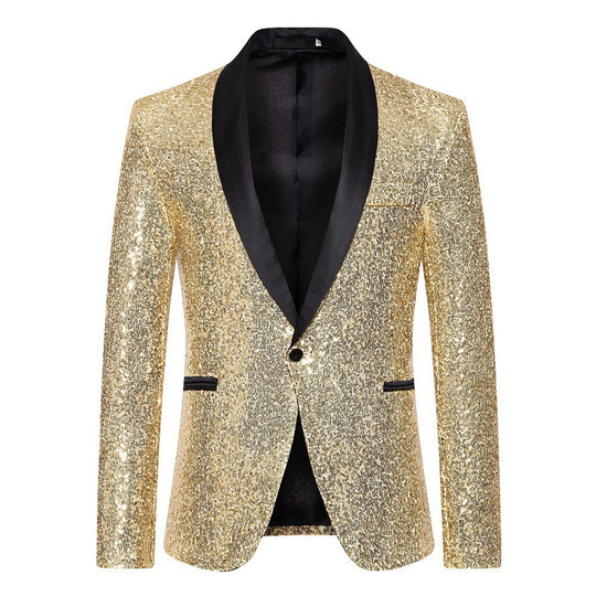 Herren Paillettenblazer mit luxuriösem Schnitt und schimmerndem Effekt R&B