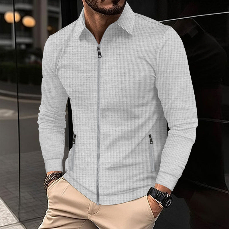 Herren modische Freizeitjacke mit strukturiertem Design und seitlichem Reißverschluss R&B