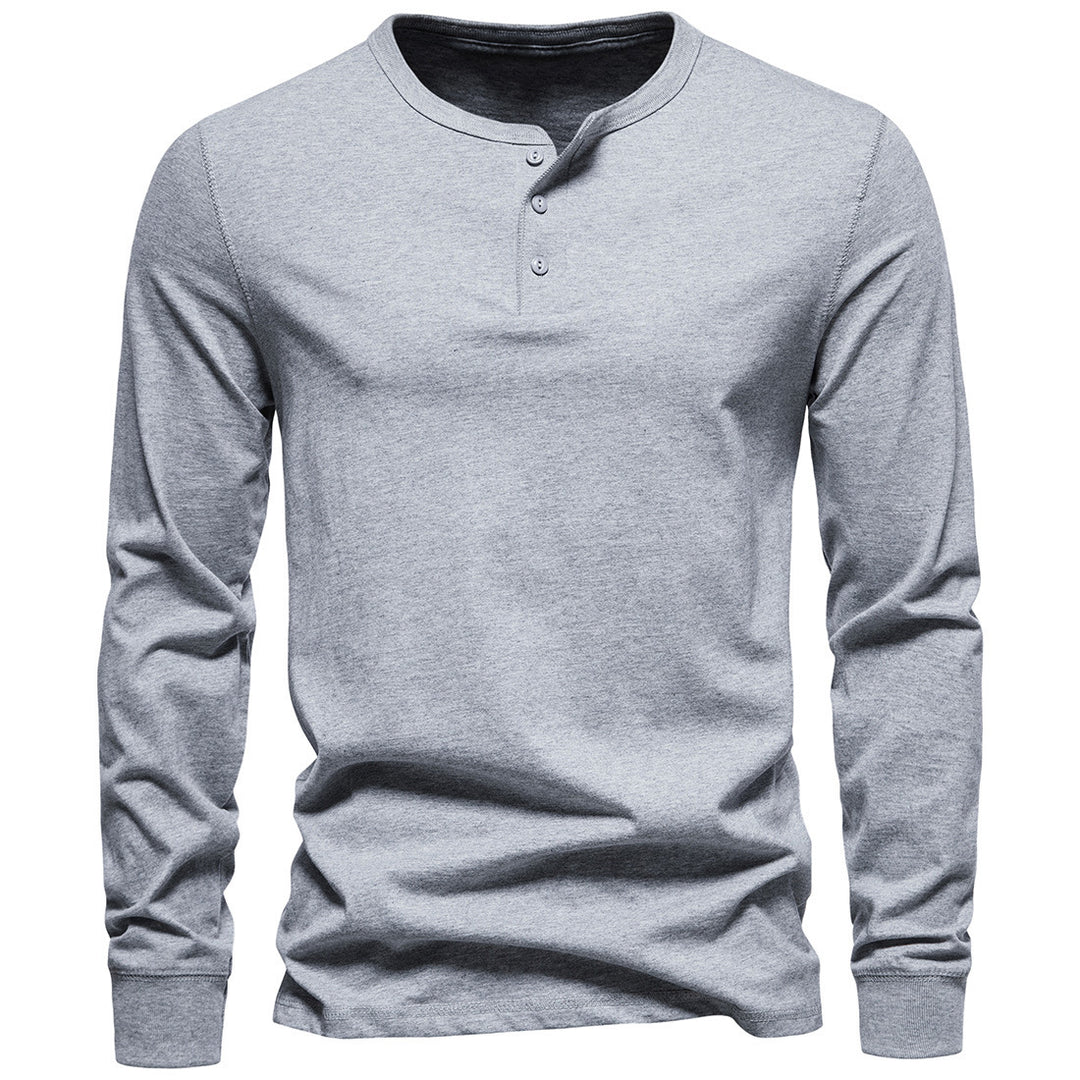 Herren Langarm-Henley-Shirt mit Knopfleiste und hohem Tragekomfort R&B