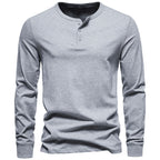 Herren Langarm-Henley-Shirt mit Knopfleiste und hohem Tragekomfort