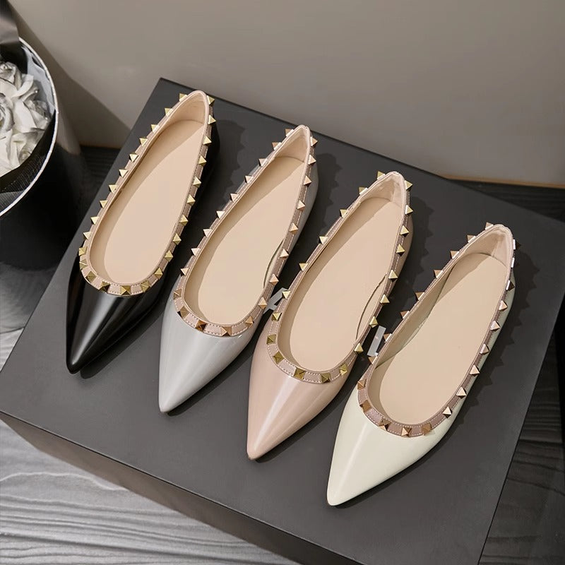 Damen schicke Ballerinas mit glamourösen Nietenverzierungen R&B
