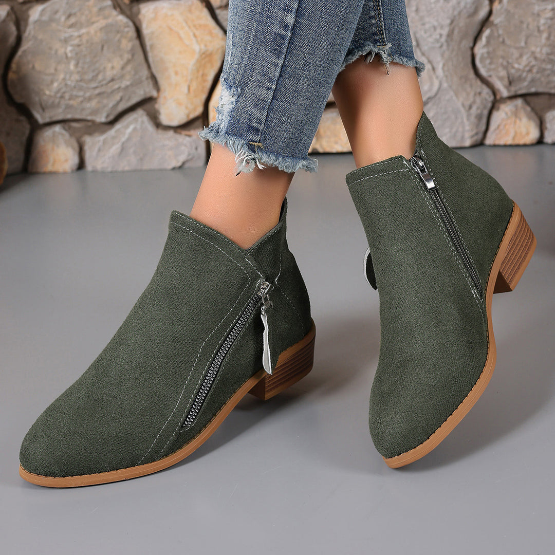 Damen elegante Stiefeletten mit modischer Reißverschluss-Applikation R&B