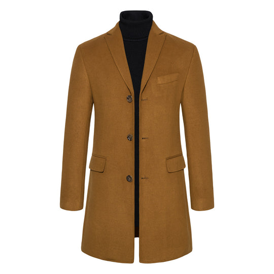 Herren eleganter Wollmantel mit modernem Schnitt und praktischen Taschen R&B