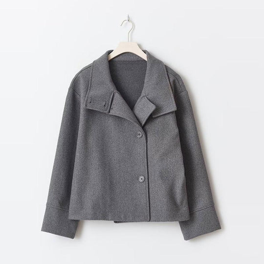 Damen modische Wolljacke mit strukturiertem Kragen und elegantem Schnitt R&B