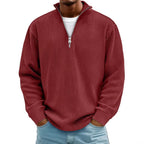 Herren nan gerippter Strickpullover mit halbem Reißverschluss und Stehkragen R&B
