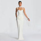 Damen Elegantes Maxi-Kleid mit raffinierten Drapierungen R&B