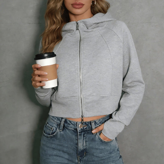 Damen sportliche und modische Jacke mit Kapuze R&B