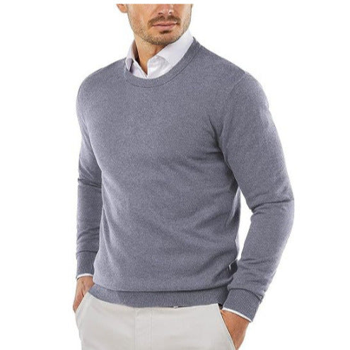 Herren eleganter Rundhals-Pullover aus feiner Baumwolle R&B