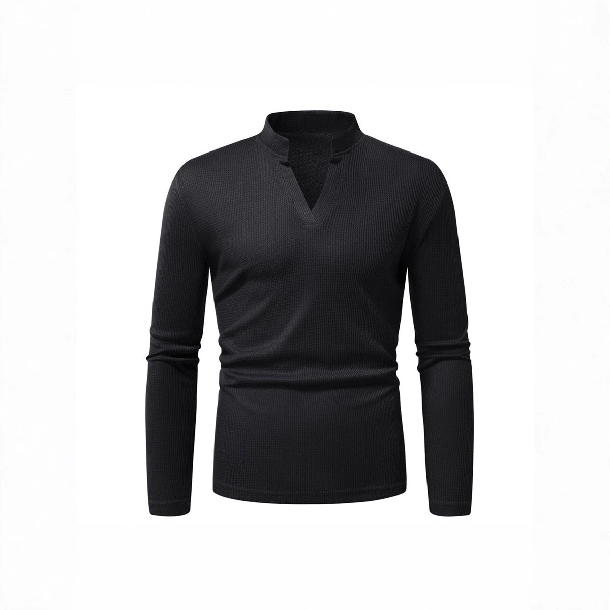 Herren Langarmshirt mit modernem Stehkragen und strukturierter Oberfläche