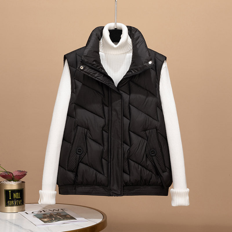 Damen Modische und funktionale Steppjacke mit hohem Kragen und Taschen R&B
