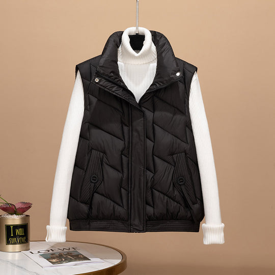 Damen Modische und funktionale Steppjacke mit hohem Kragen und Taschen R&B