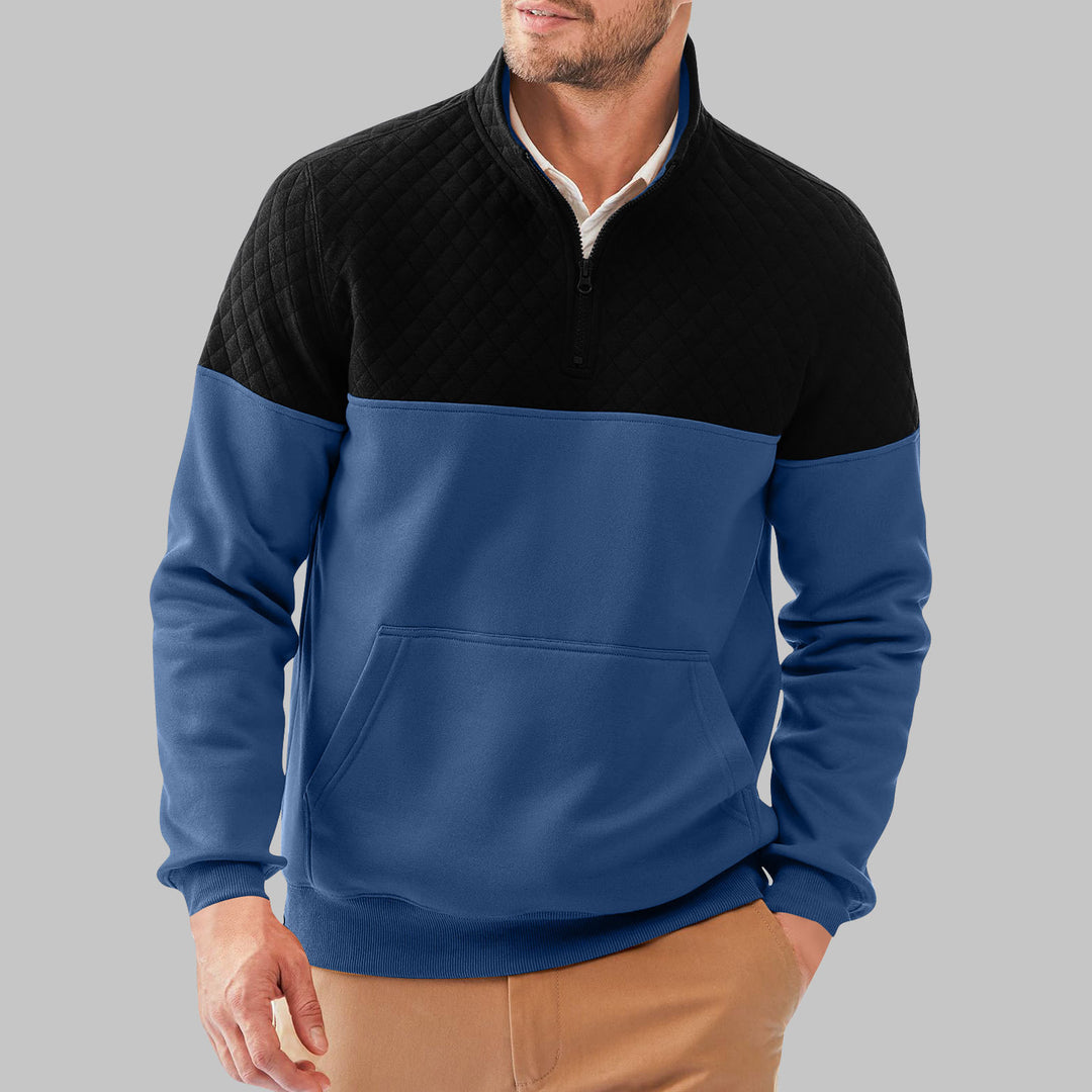 Herren Stepppullover mit hohem Kragen und praktischer Kängurutasche R&B