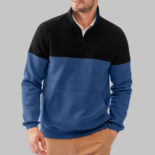 Herren Stepppullover mit hohem Kragen und praktischer Kängurutasche R&B