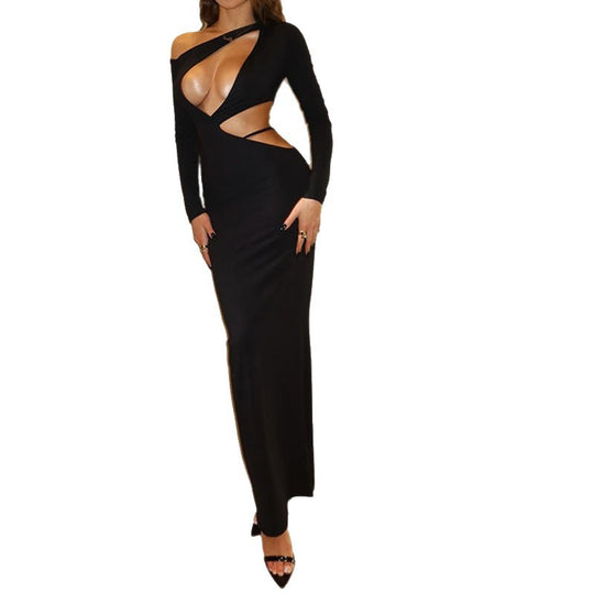 Damen Figurbetontes Cut-Out Maxikleid R&B