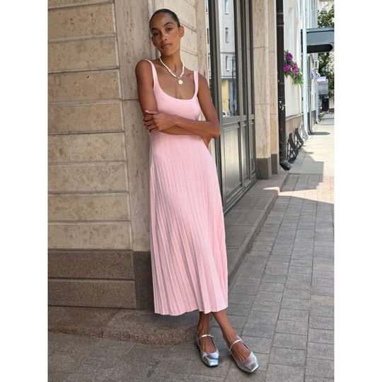 Damen Elegantes gestricktes Maxikleid mit schmalem Schnitt R&B