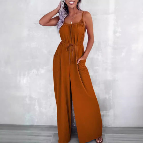 Damen Jumpsuit mit Schlaufen-Details und Taschen R&B