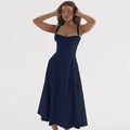 Damen Elegantes Maxikleid mit gerafftem Oberteil und ausgestelltem Rock R&B