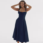 Damen Elegantes Maxikleid mit gerafftem Oberteil und ausgestelltem Rock R&B