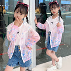 Damen nan leichte transparente Regenjacke für Mädchen mit Kapuze und verspieltem Cartoon-Print R&B