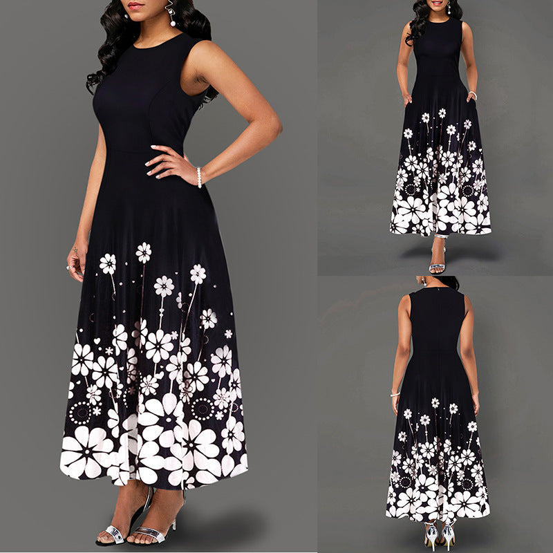 Damen Maxikleid mit Floralem Print und Praktischen Taschen R&B
