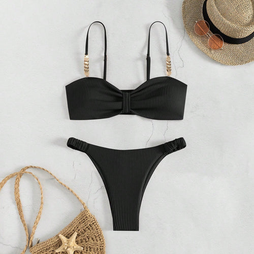 Damen Bustier-Bikini mit elegantem Schleifen-Design und modischen Akzenten R&B