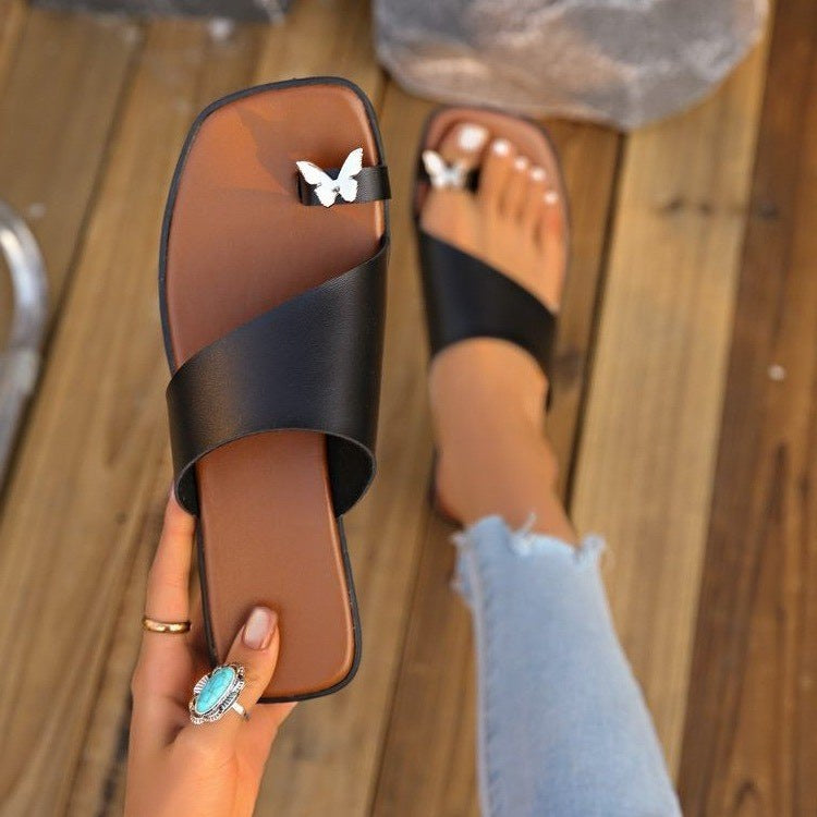 Damen modische Komfortslides mit elegantem Riemen R&B