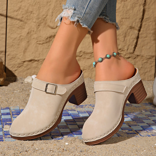 Damen Clogs mit elegantem Riemendesign und komfortablem Blockabsatz R&B
