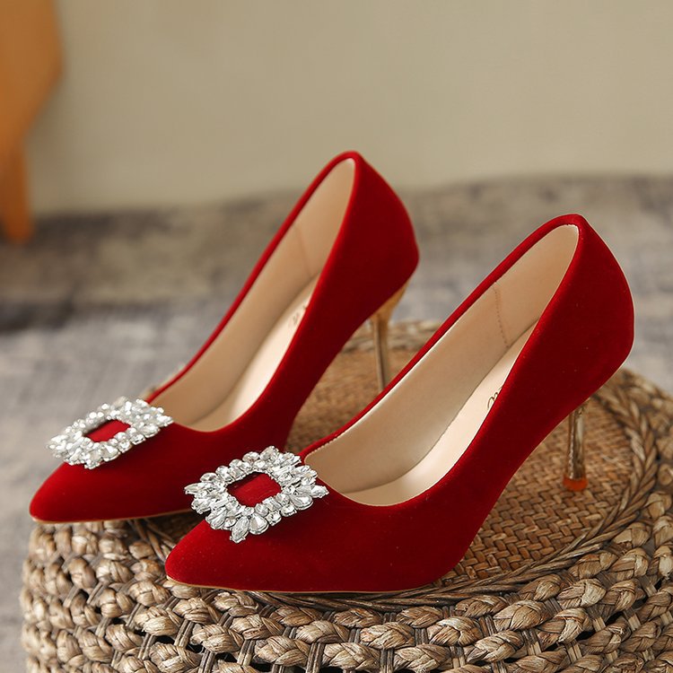 Damen elegante Spitzenpumps mit funkelndem Strassakzent R&B