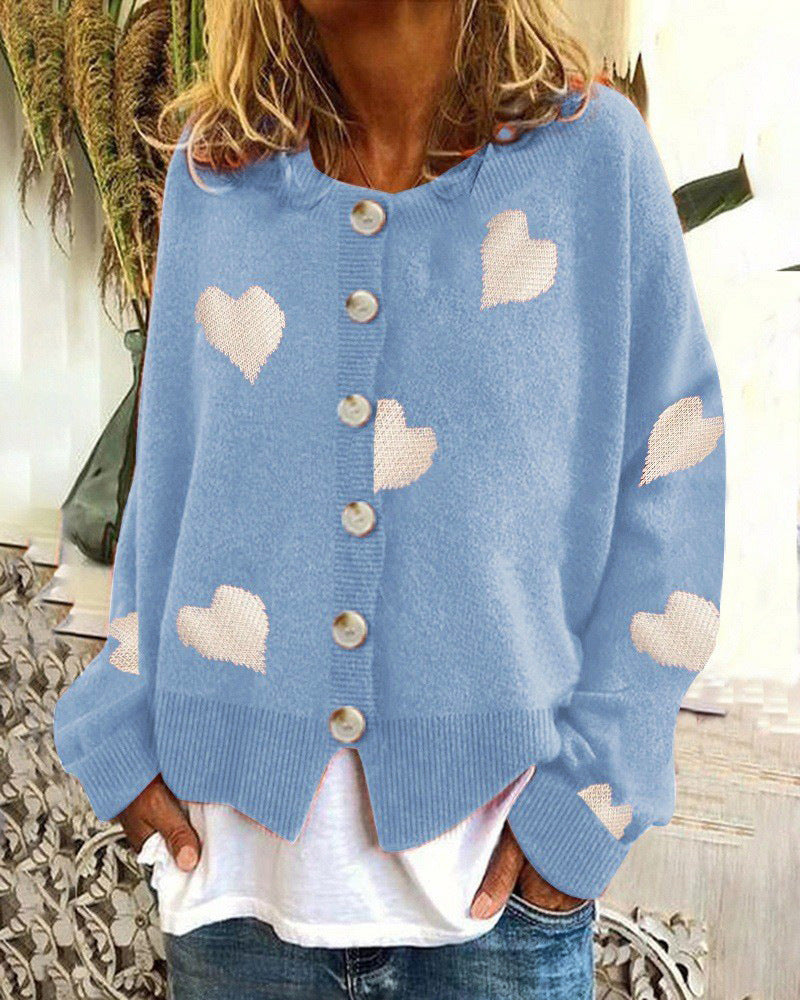 Damen Strickjacke mit Herzmotiv und modischem Schnitt R&B