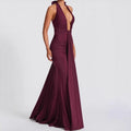 Damen Elegantes Maxikleid mit tiefem V-Ausschnitt und Raffungen R&B