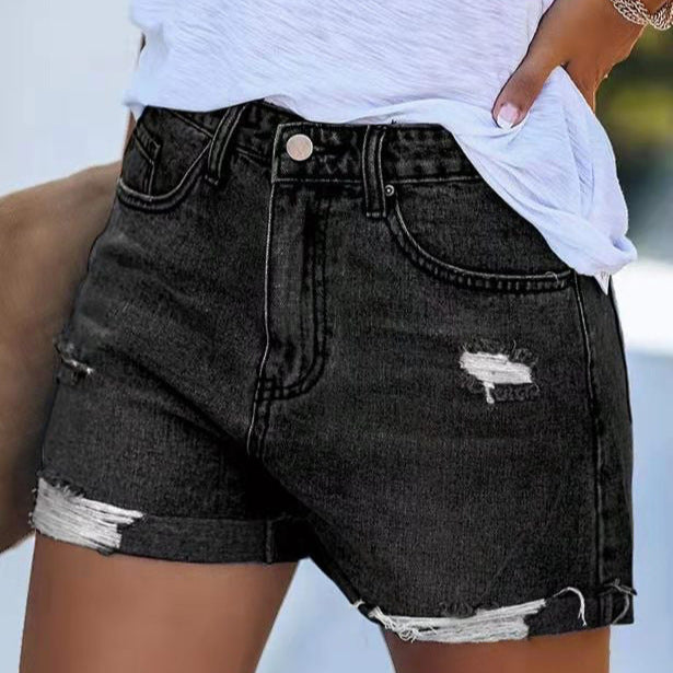 Damen Denim-Shorts im modischen Destroyed-Look mit lässigem Schnitt R&B