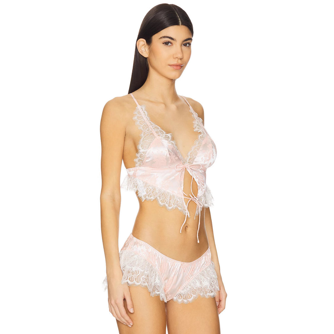Damen Spitzen-Babydoll-Set mit Rüschendetails und schimmerndem Satin R&B
