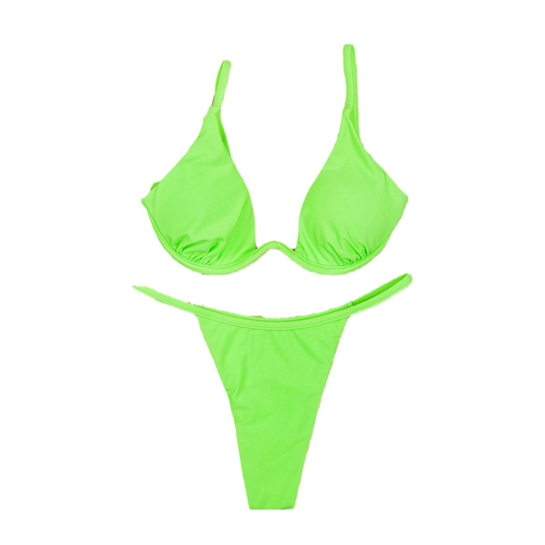 Damen Triangel-Bikini mit schimmerndem Oberteil und verstellbaren Trägern R&B