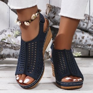 Damen Komfortable Wedge-Sandalen mit luftiger Netzstruktur R&B