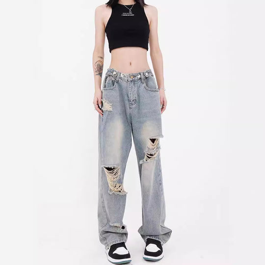 Damen Weite Destroyed Jeans im lässigen Schnitt R&B
