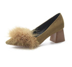 Damen elegante Pumps mit voluminösem Flausche-Akzent