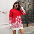 Damen Weihnachtsstrickkleid mit festlichem Schneeflocken-Muster R&B